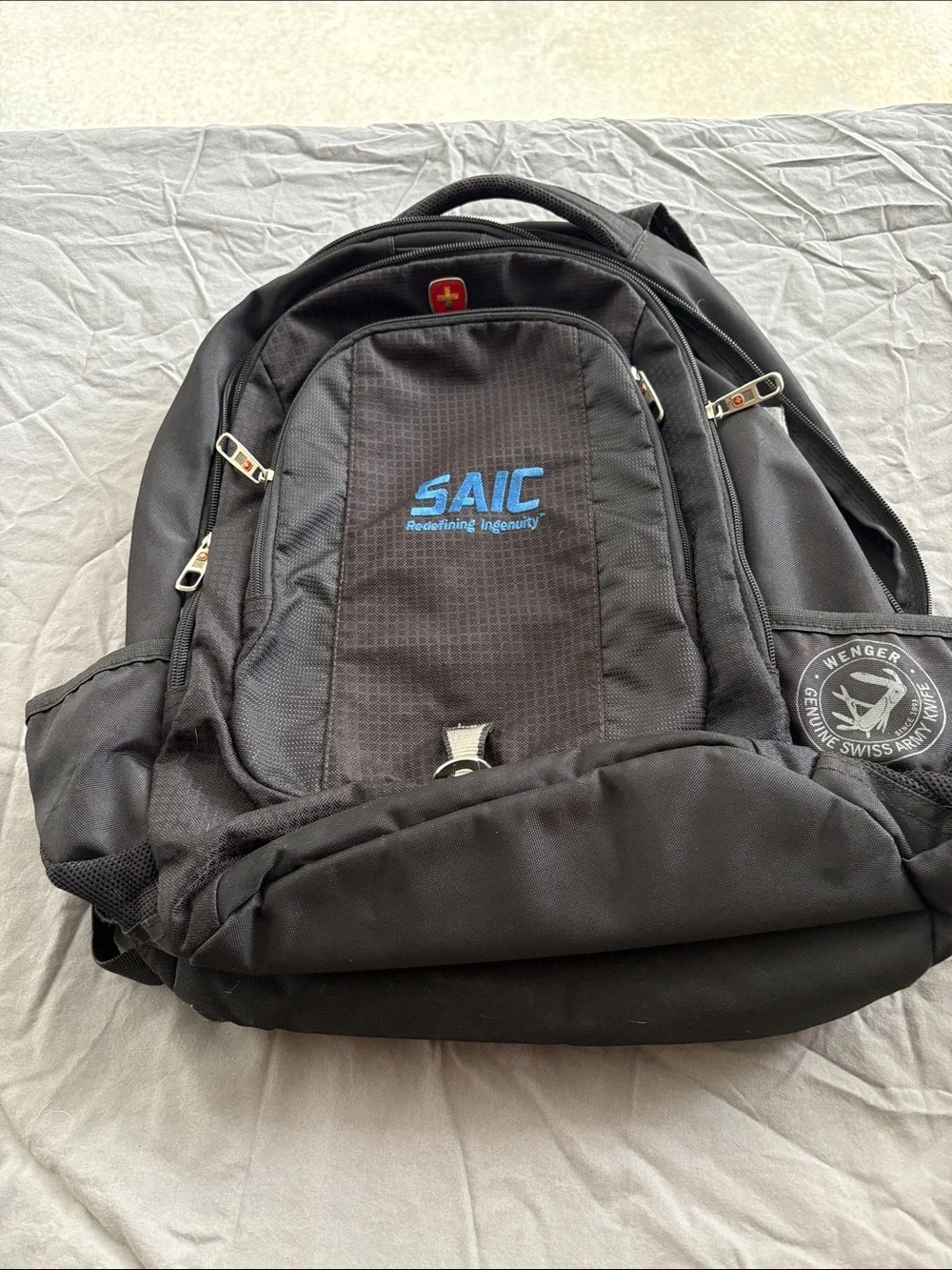Wenger Black Backpack with Blue Logo